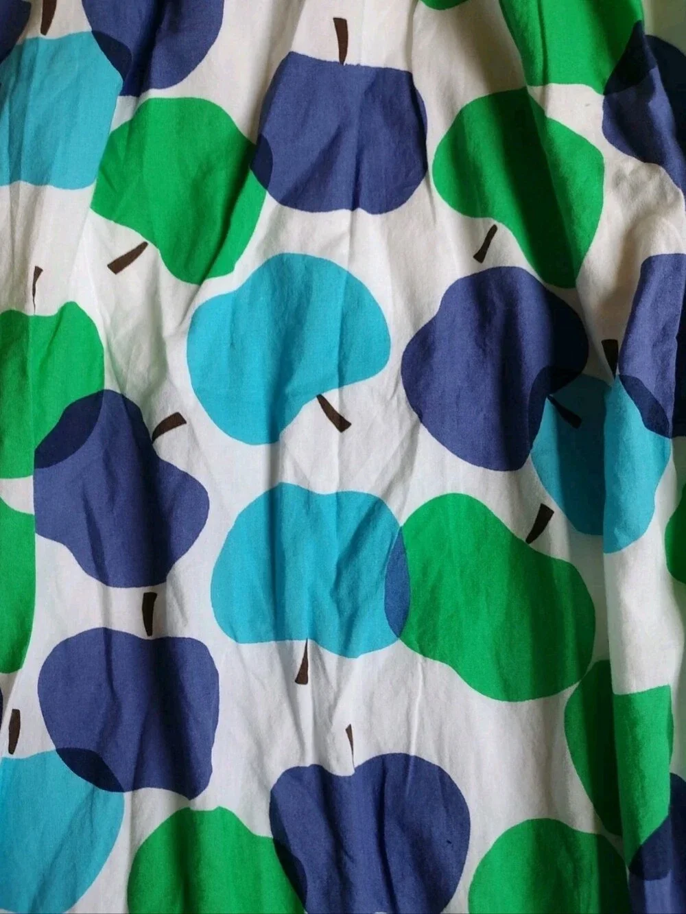 Mini Boden Girls Dress White Blue Green Ruffle Straps Apple Zip Pockets 13 14 Y